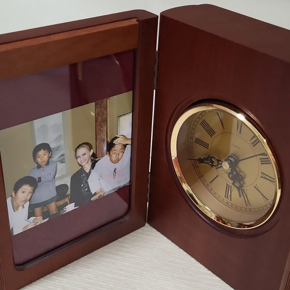 Wooden Clock Photo Frame 